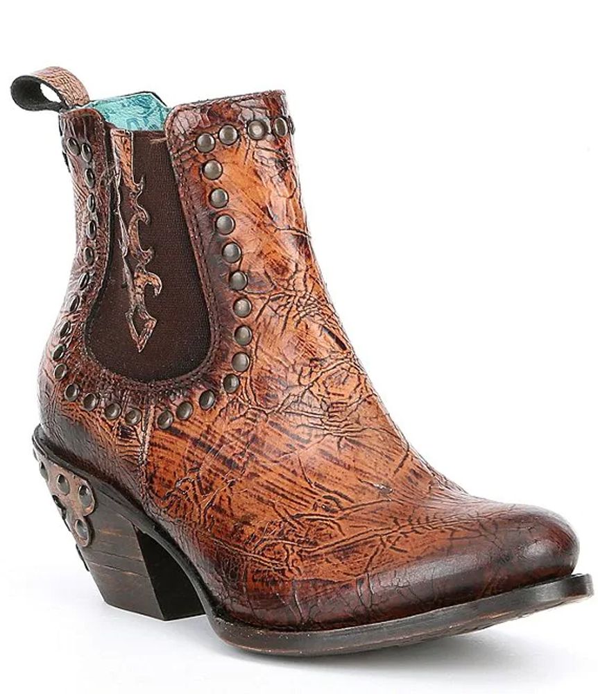 Corral Boots Kaitlyn Leather Crackled Block Heel Ankle Boots | The Shops at  Willow Bend