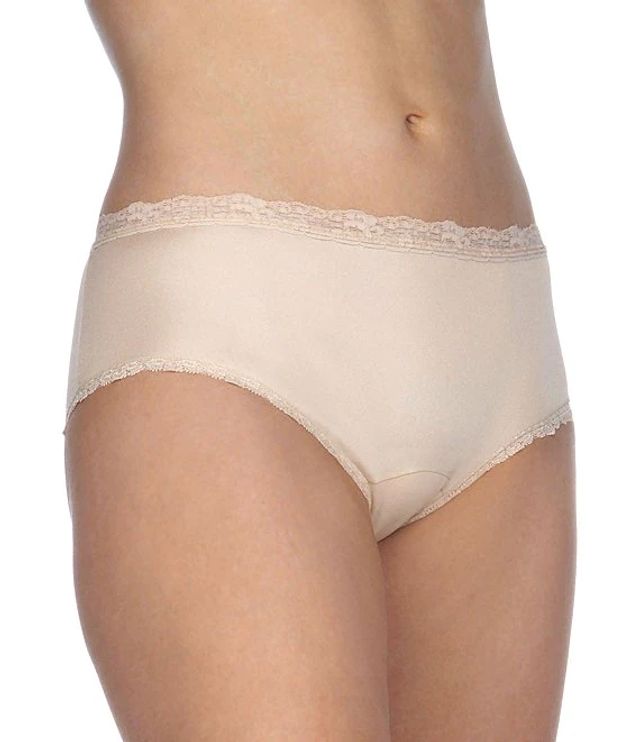 Soma Vanishing Edge Cotton Blend Underwear w/Lace High Leg, White