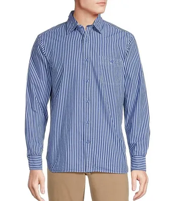 Cremieux Blue Label Color Washed Striped Poplin Long Sleeve Woven Shirt