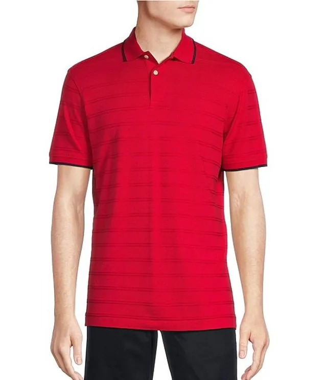 Interlock-cotton slim-fit polo shirt with jacquard stripes