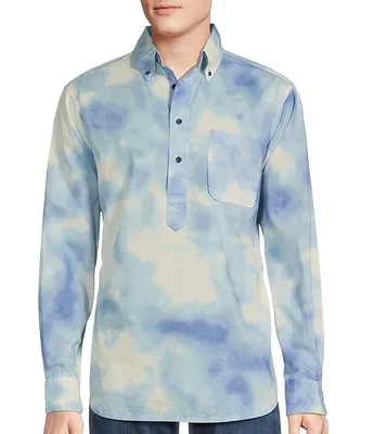 Cremieux Blue Label Kyoto Collection Tie-Dyed Popover Oxford Long Sleeve Woven Shirt