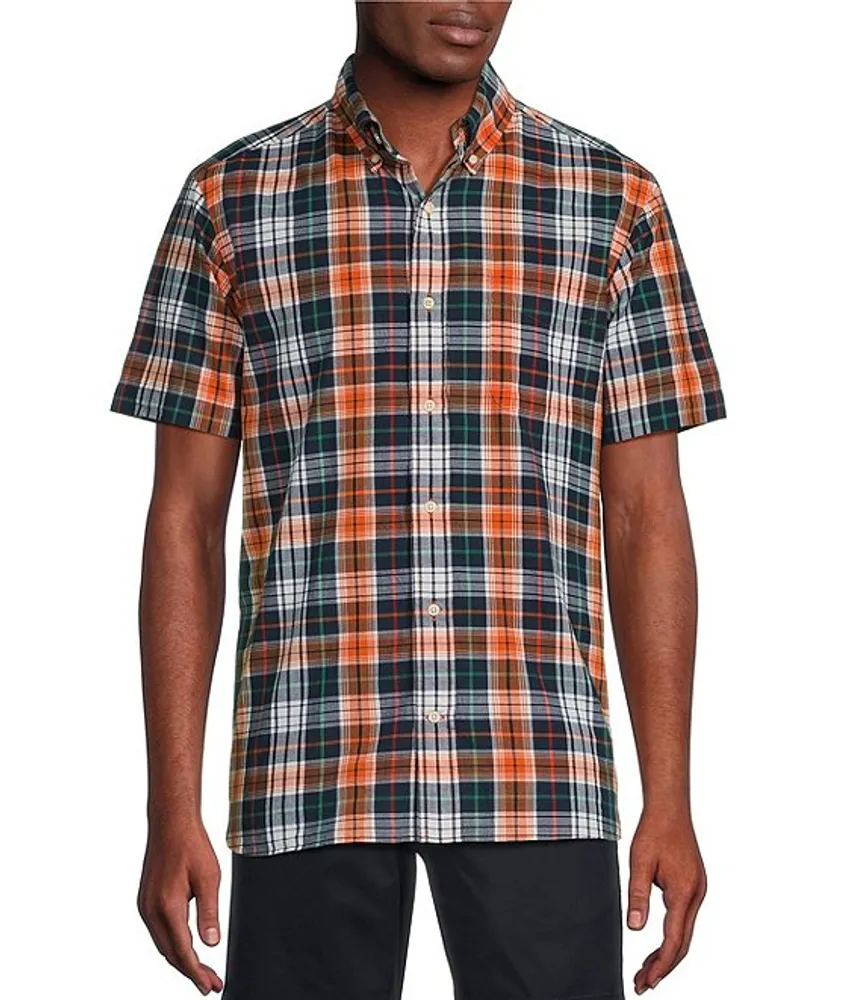 Cremieux Blue Label Plaid Madras Short Sleeve Woven Shirt