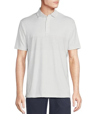 Cremieux Blue Label Performance Stretch Jacquard Chest Striped Short Sleeve Polo Shirt