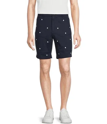 Cremieux Blue Label United Collection Soho Slim Fit Embroidered Stars 8#double; Inseam Cargo Shorts