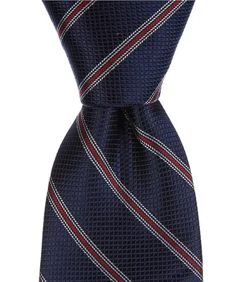 Cremieux Classic Stripe Printed 3 1/4#double; Silk Tie