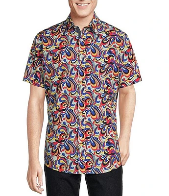 Cremieux Premium Denim Paisley Stretch Short-Sleeve Woven Shirt