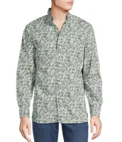 Cremieux Blue Label Floral Leaf Print Long-Sleeve Woven Shirt