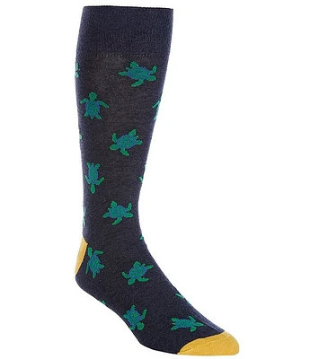 Cremieux Sea Turtle Pattern Crew Dress Socks