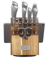 Cuisinart 15-Piece Shogun Hammered Cutlery Set with Rotating Acacia Block