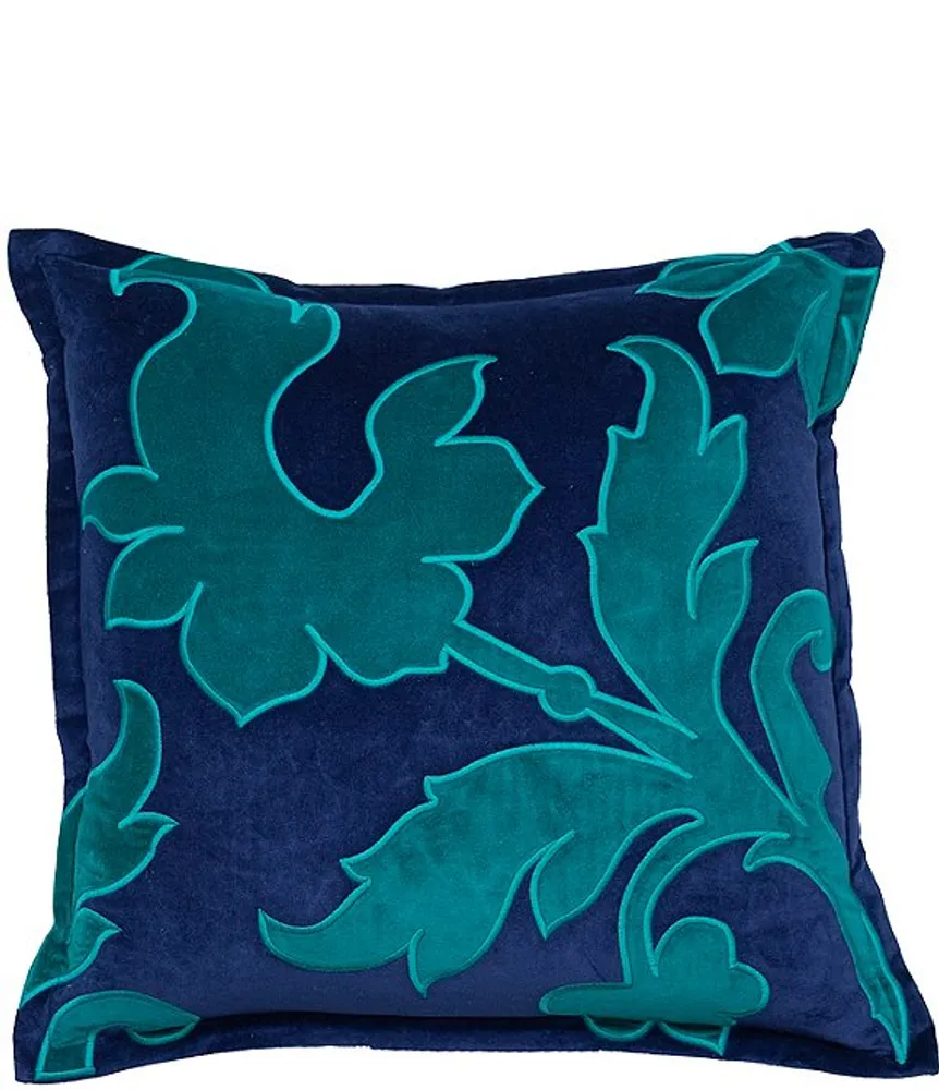 Dallas + Main Damask Applique Velvet Square Pillow