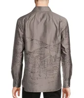 Daniel Cremieux Signature Label Apres Ski Collection Ski Scape Sateen Long Sleeve Woven Shirt