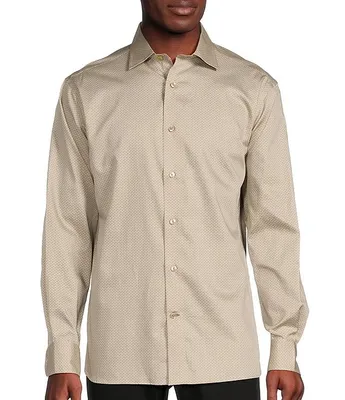 Daniel Cremieux Signature Label Sateen Micro-Print Long Sleeve Woven Shirt