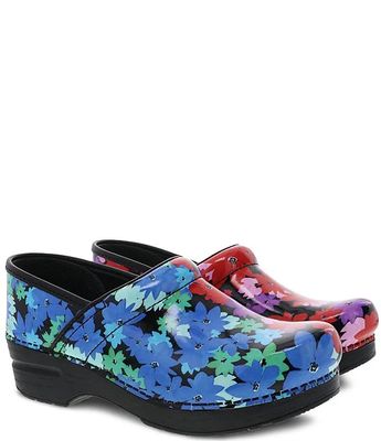 Twin Pro Flowers Patent Leather Clogs