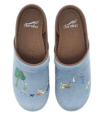 Twin Pro Leather Dog Walkers Print Clogs
