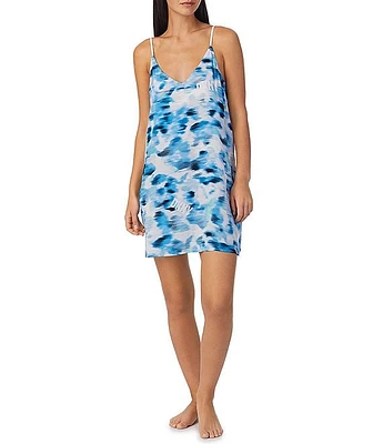 DKNY Hazy Print Sleeveless Satin Chemise