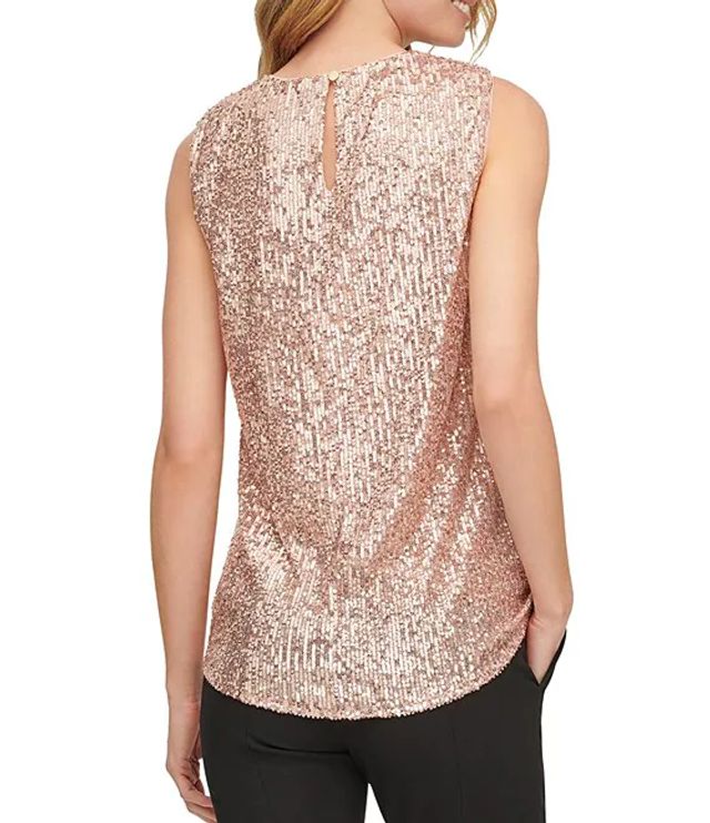 DKNY Sleeveless Sequined Basic Tank | Brazos Mall