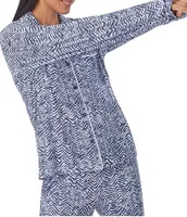 DKNY Sweater Knit Texture Long Sleeve Chest Pocket Notch Collar & Jogger Pajama Set