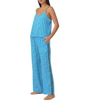 DKNY Woven Aqua Dot Sleeveless V-Neck Cami & Pant Pajama Set