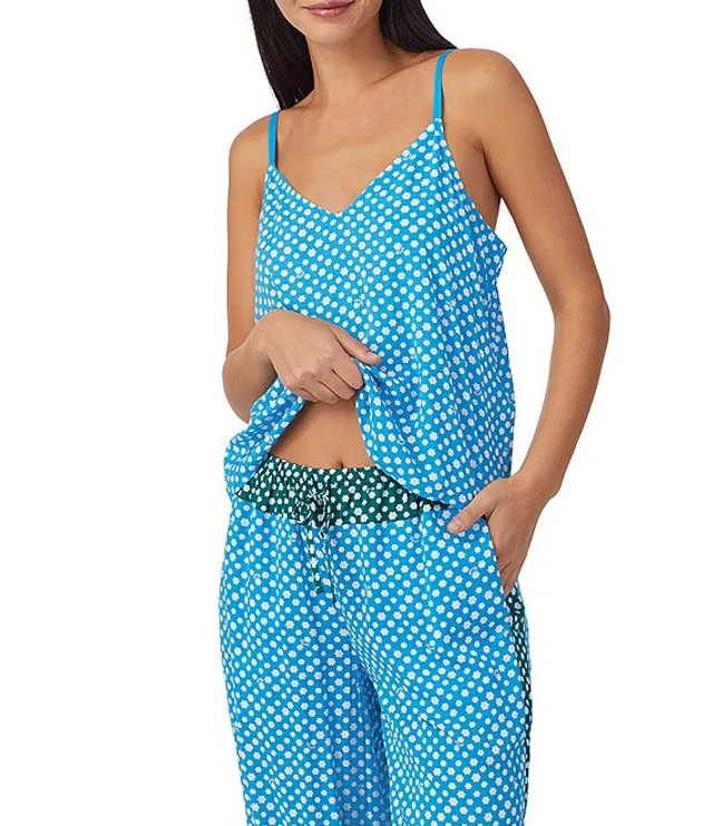 DKNY Woven Aqua Dot Sleeveless V-Neck Cami & Pant Pajama Set