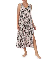 Donna Karan Jersey Knit Floral Sleeveless Scoop Neck Nightgown