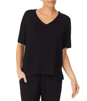 Donna Karan Micro Modal Short Sleeve V-Neck Coordinating Sleep Top