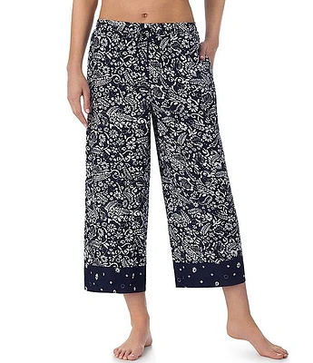 Donna Karan Paisley Print Seersucker Coordinating Cropped Sleep Pants