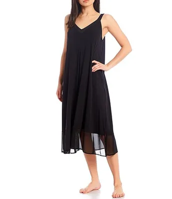 Donna Karan Solid Jersey Knit Sleeveless V-Neck Nightgown