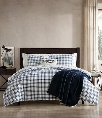 Eddie Bauer Basic Plaid Cotton Percale Duvet Cover Mini Set