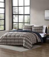 Eddie Bauer Rugged Plaid Brown Micro Suede Reversible Comforter Mini Set