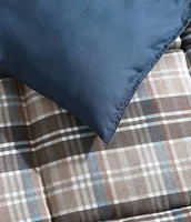 Eddie Bauer Rugged Plaid Brown Micro Suede Reversible Comforter Mini Set