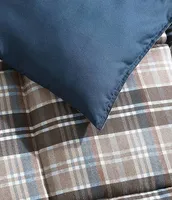 Eddie Bauer Rugged Plaid Brown Micro Suede Reversible Duvet Cover Mini Set