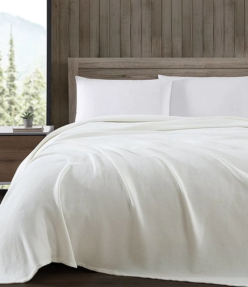 Eddie Bauer Textured Twill Solid Hypoallergenic Bed Blanket