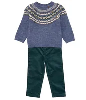 Edgehill Collection Baby Boys 12-24 Months Long Sleeve Round Neck Sweater & Pull-On Pants Set