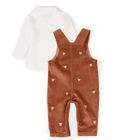 Edgehill Collection Baby Boys 3-24 Months Long-Sleeve Collared Top & Reindeer Corduroy Overall Set