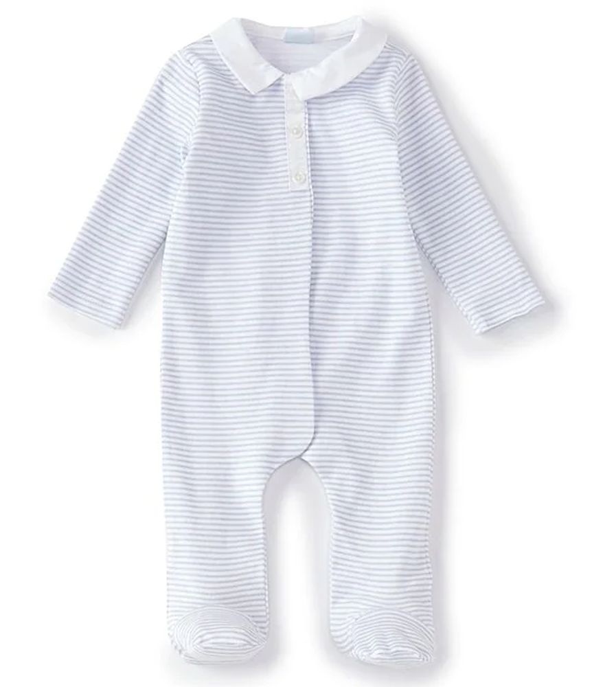 Edgehill Collection Baby Boys Preemie-6 Months Long-Sleeve Polo Stripe  Footed Coverall | Alexandria Mall