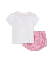 Edgehill Collection Baby Girls 3-24 Months Peter Pan Collar Short Sleeve Top & Shorts Set