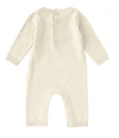 Edgehill Collection Baby Girls Newborn - 6 Months Long Sleeve Sweater Knit Coverall & Removable Lace Bib