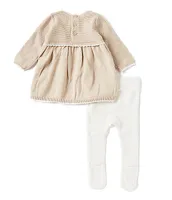 Edgehill Collection Baby Girls Newborn-12 Months Long Sleeve Cable Knit Sweater & Sweater Knit Pants Set