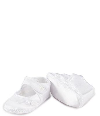 Edgehill Collection Girls' Mary Jane Rosebud Christening Crib Shoes (Infant)