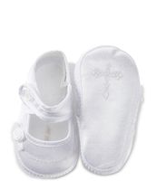 Edgehill Collection Girls' Mary Jane Rosebud Christening Crib Shoes (Infant)