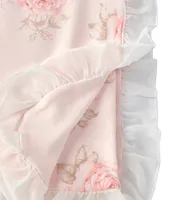 Edgehill Collection Baby Girls Rose Floral Ruffle Chiffon Receiving Blanket