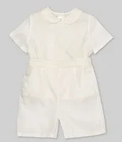 Edgehill Collection Little Boy 2T-4T Peter Pan Collar Short Sleeve Heirloom Christening Top & Shorts Set