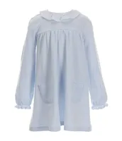 Edgehill Collection Little Girl 2T-6X Ruffle Round Neck Long Sleeve Solid Knit Dress