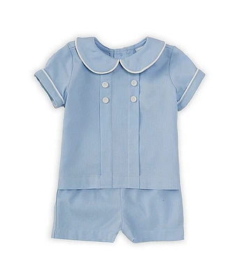 Edgehill Collection x The Broke Brooke Baby Boy 3-24 Months Cameron Peter Pan Collar Pique Set