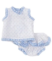 Edgehill Collection x The Broke Brooke Baby Girls Newborn-24 Months Chapple Swiss Dot Sleeveless Tie Back Set