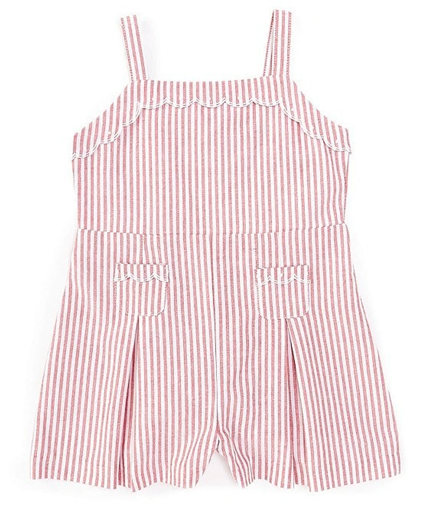 Edgehill Collection x The Broke Brooke Little Girls 2T-6X Emerson Woven Stripe Romper