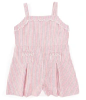 Edgehill Collection x The Broke Brooke Little Girls 2T-6X Emerson Woven Stripe Romper