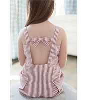 Edgehill Collection x The Broke Brooke Little Girls 2T-6X Emerson Woven Stripe Romper