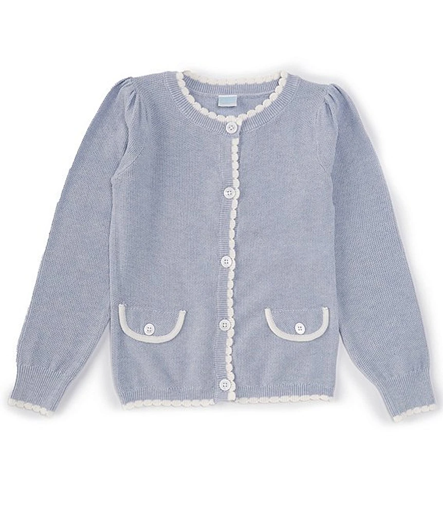 Edgehill Collection x The Broke Brooke Little Girls 2T-6X Dottie Seed Stitch Sweater Cardigan