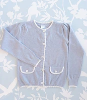 Edgehill Collection x The Broke Brooke Little Girls 2T-6X Dottie Seed Stitch Sweater Cardigan